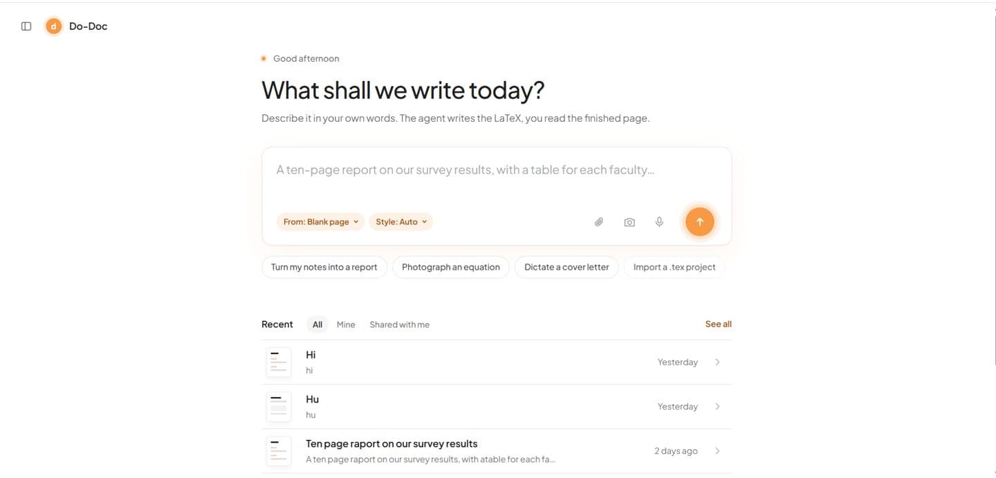 Do-Doc — AI LaTeX editor — landing page